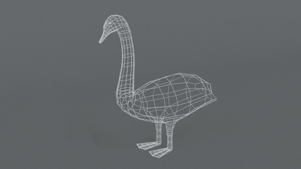 Low Poly Cartoon Swan Low-poly 3D model_9