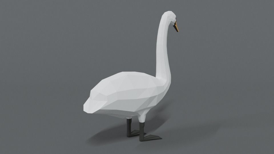 Low Poly Cartoon Swan Low-poly 3D model_4