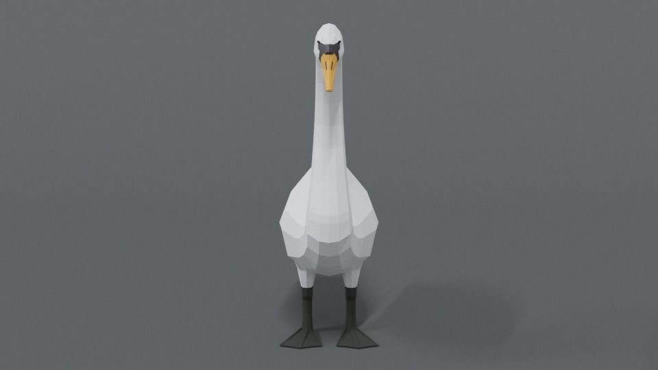 Low Poly Cartoon Swan Low-poly 3D model_7