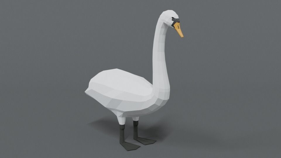 Low Poly Cartoon Swan Low-poly 3D model_6