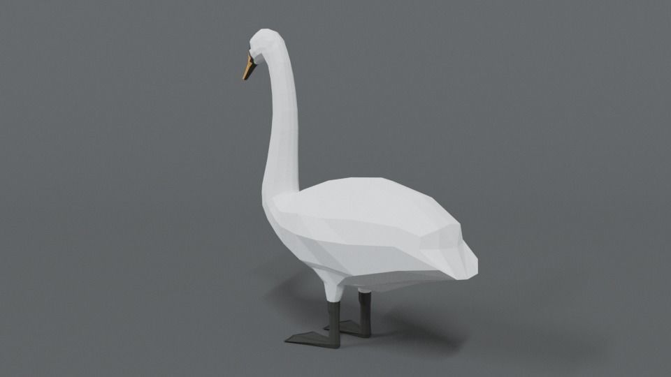 Low Poly Cartoon Swan Low-poly 3D model_2