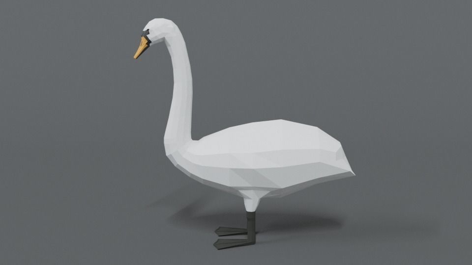 Low Poly Cartoon Swan Low-poly 3D model_1