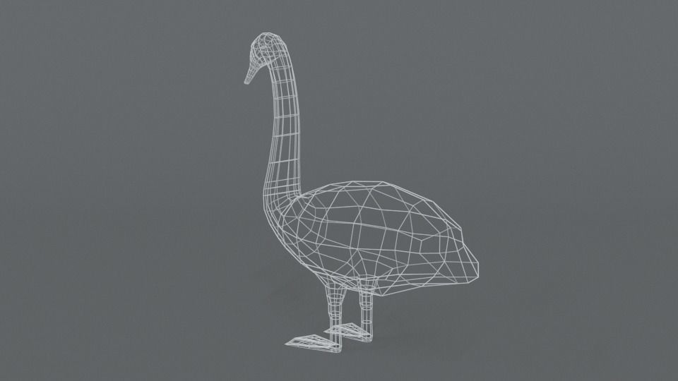 Low Poly Cartoon Swan Low-poly 3D model_11