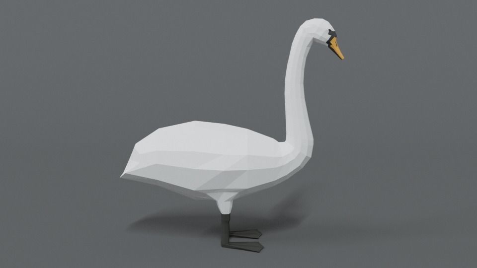 Low Poly Cartoon Swan Low-poly 3D model_5