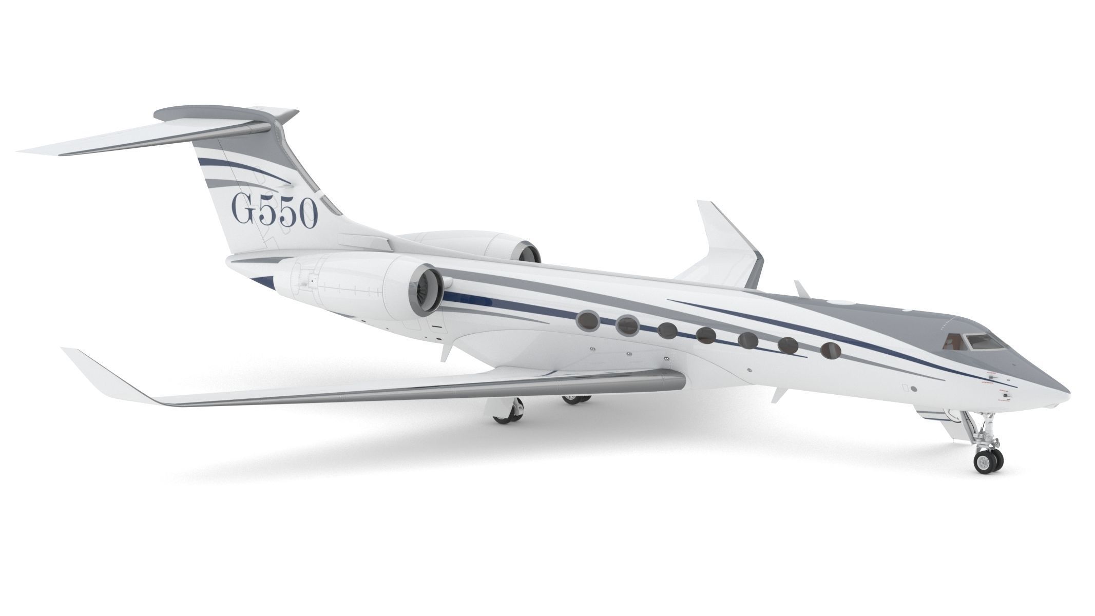 Gulfstream G550 with Interior and Cockpit 3D model_3