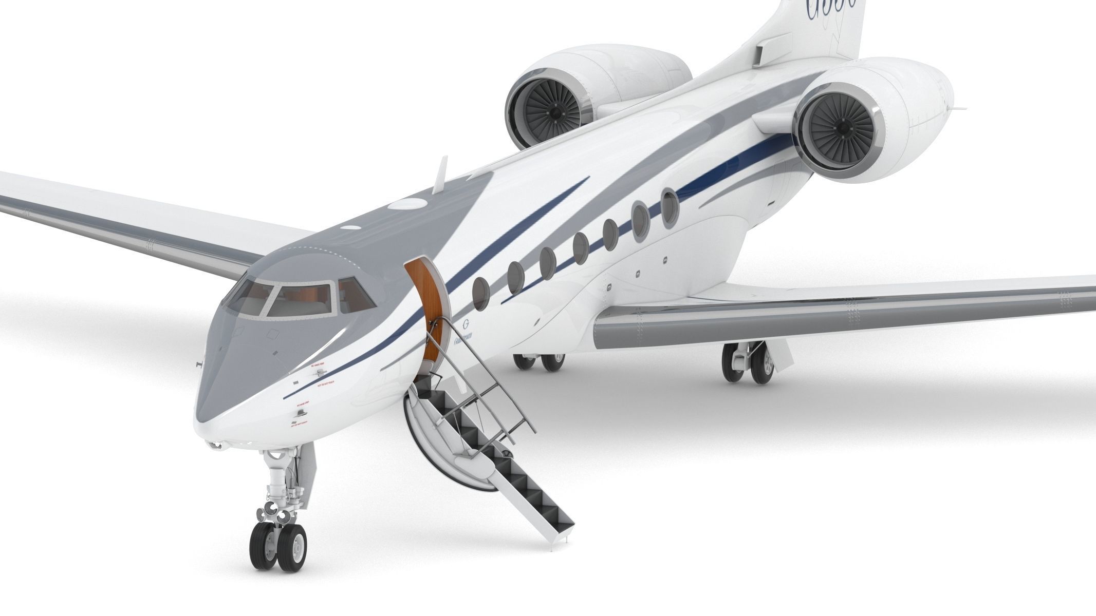 Gulfstream G550 with Interior and Cockpit 3D model_0
