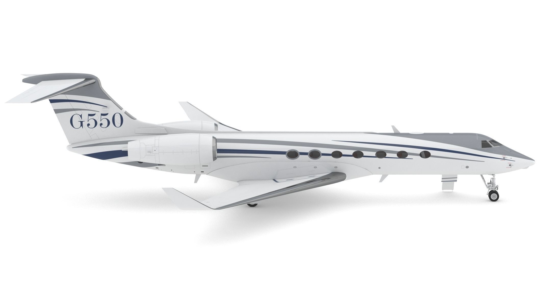 Gulfstream G550 with Interior and Cockpit 3D model_4