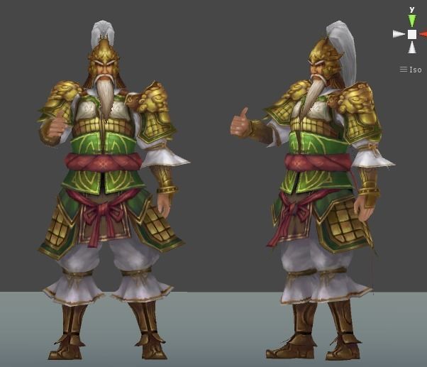 Chinese old warrior shi Low-poly humanoid rigged 3D model Low-poly 3D model_4