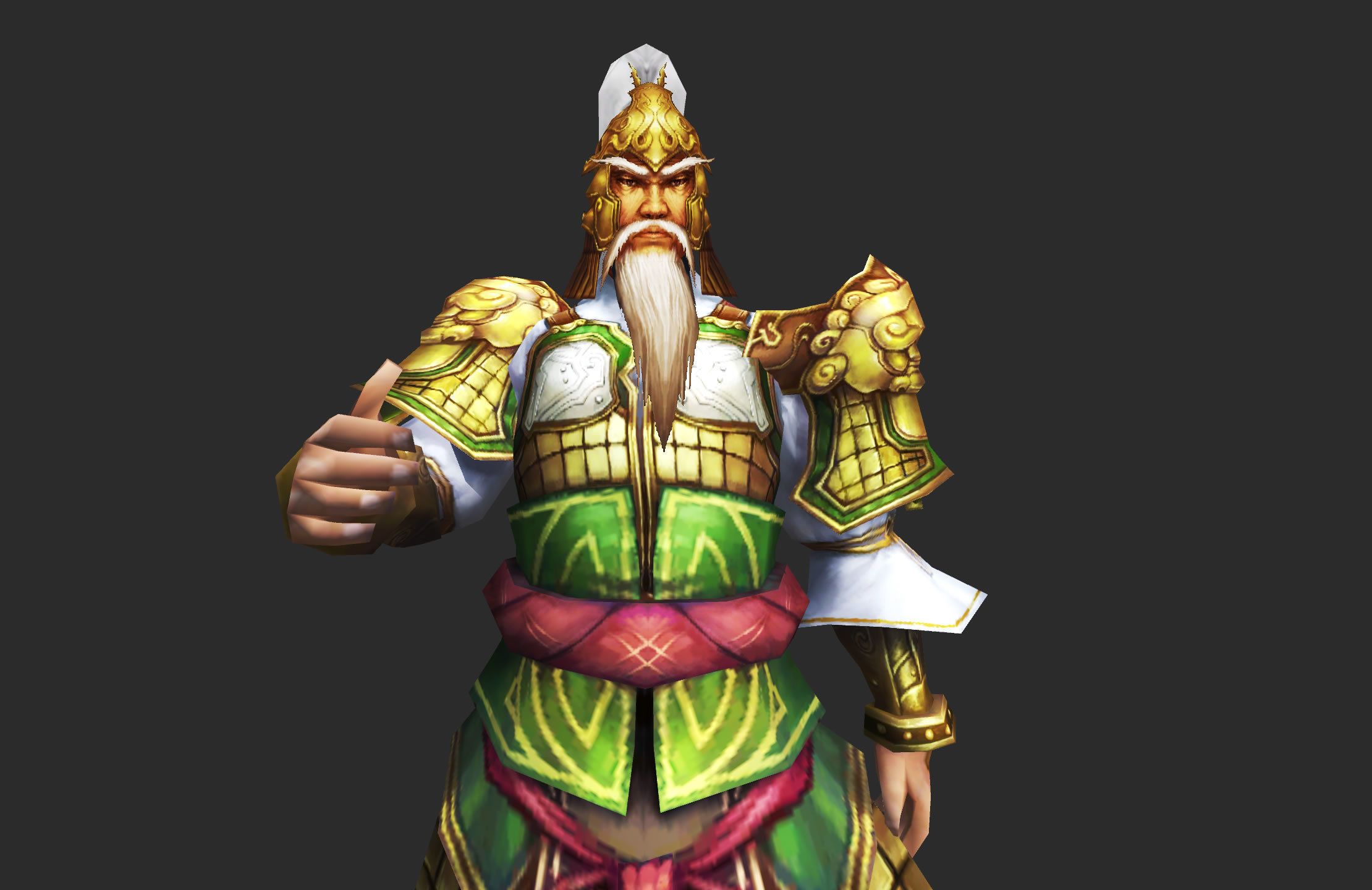 Chinese old warrior shi Low-poly humanoid rigged 3D model Low-poly 3D model_7
