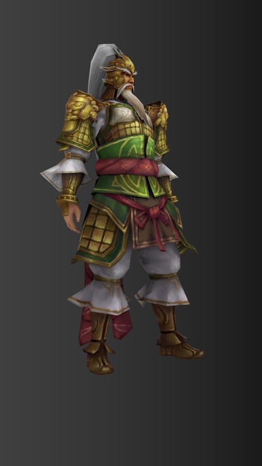 Chinese old warrior shi Low-poly humanoid rigged 3D model Low-poly 3D model_1