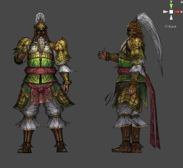 Chinese old warrior shi Low-poly humanoid rigged 3D model Low-poly 3D model_5
