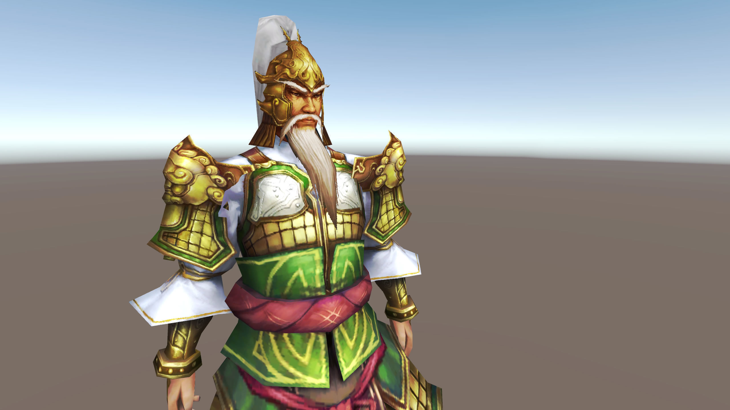 Chinese old warrior shi Low-poly humanoid rigged 3D model Low-poly 3D model_6