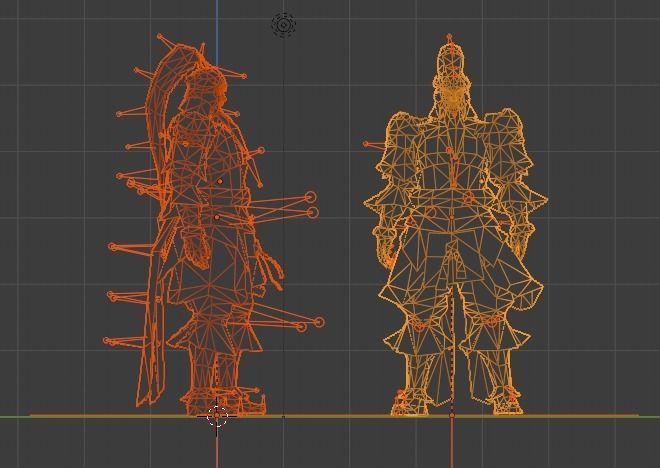 Chinese old warrior shi Low-poly humanoid rigged 3D model Low-poly 3D model_3