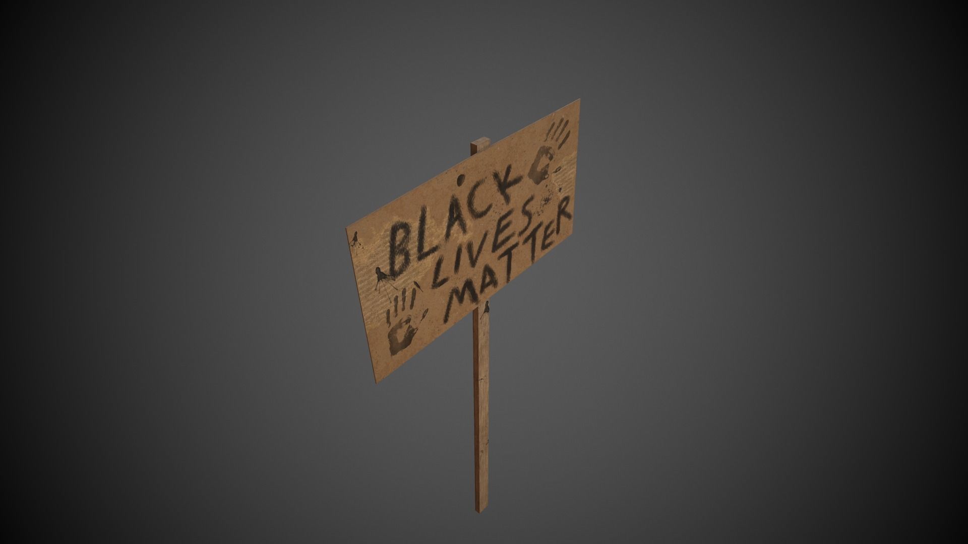 Black Lives Matter Banner Protest Low-poly 3D model_7