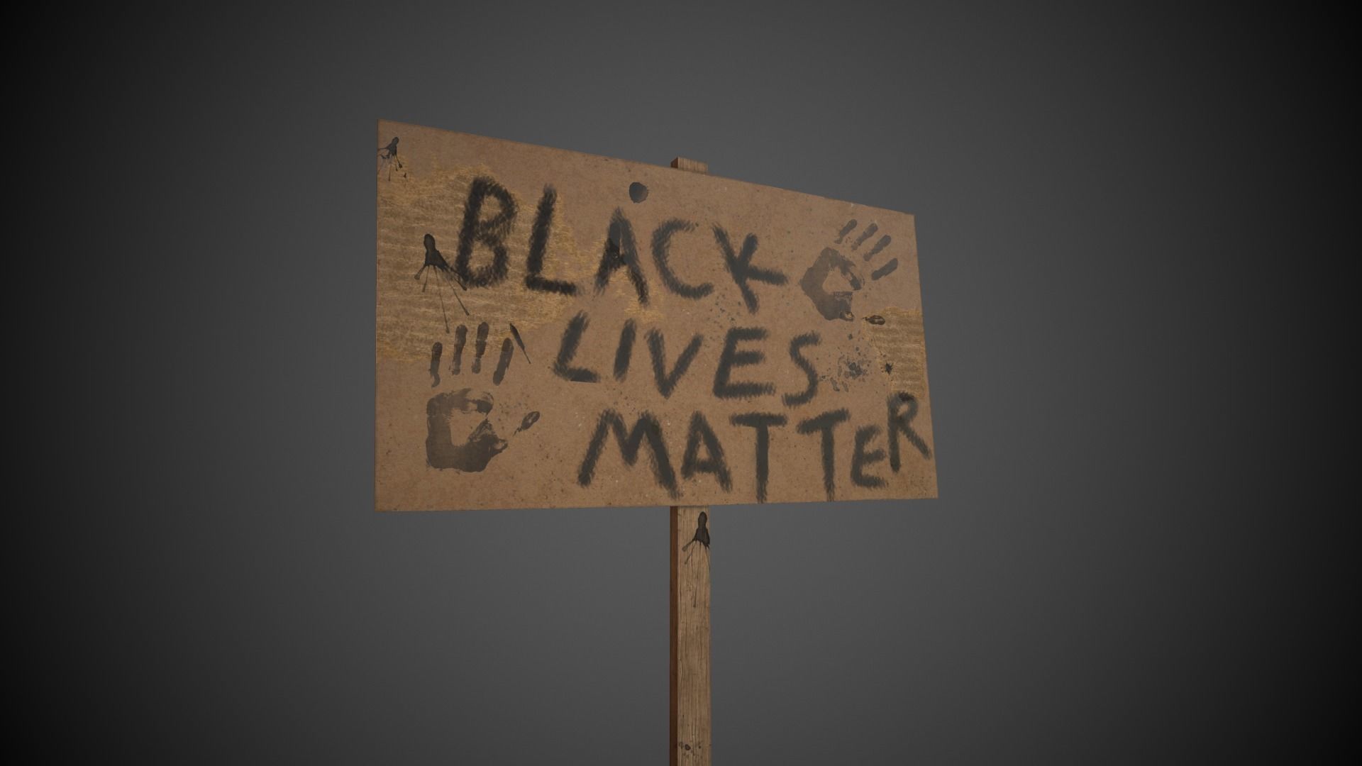 Black Lives Matter Banner Protest Low-poly 3D model_3