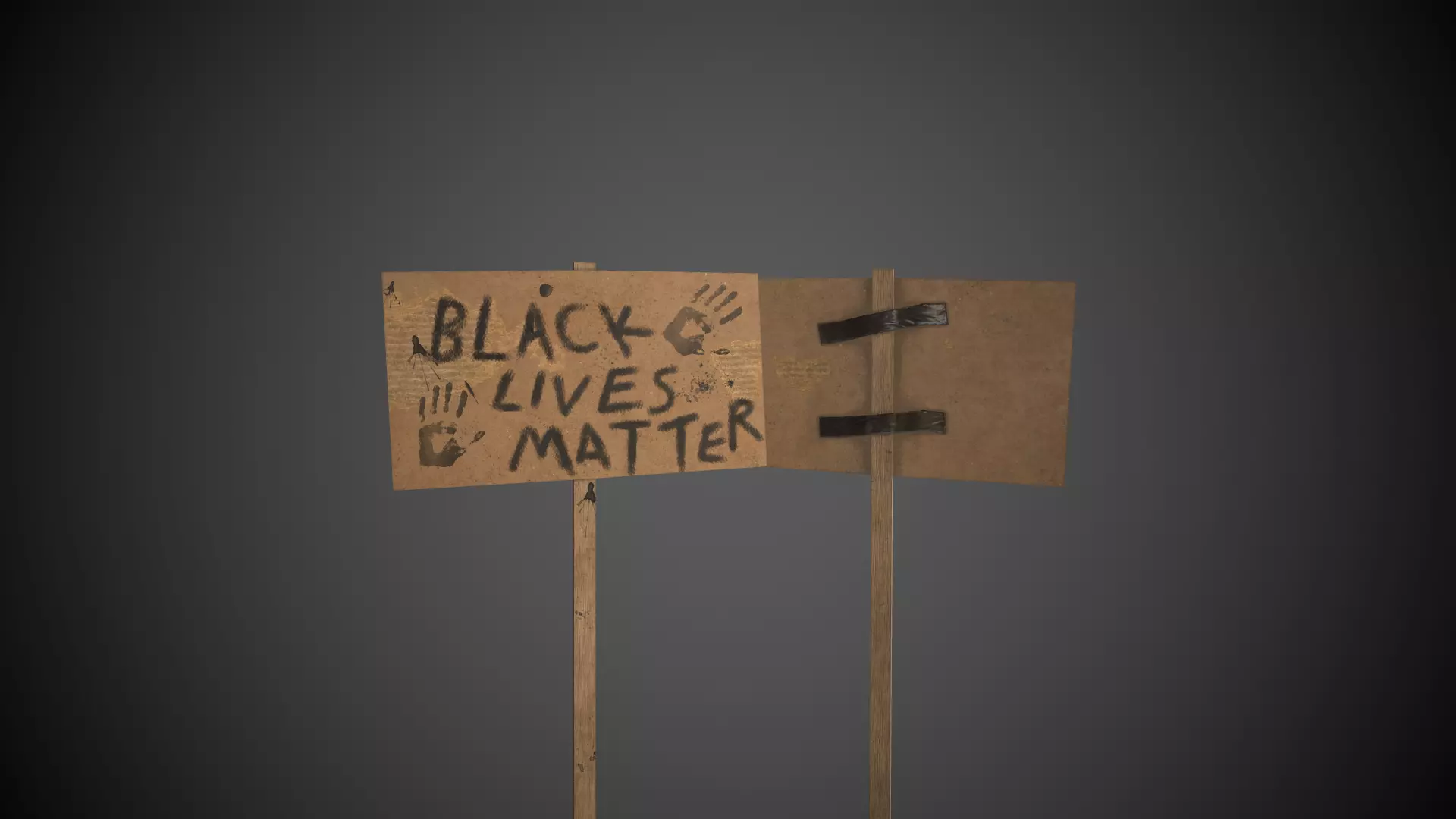 Black Lives Matter Banner Protest Low-poly 3D model_0