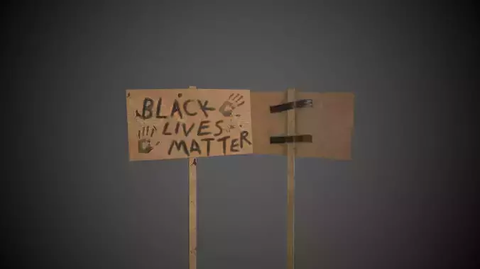 Black Lives Matter Banner Protest Low-poly 3D model