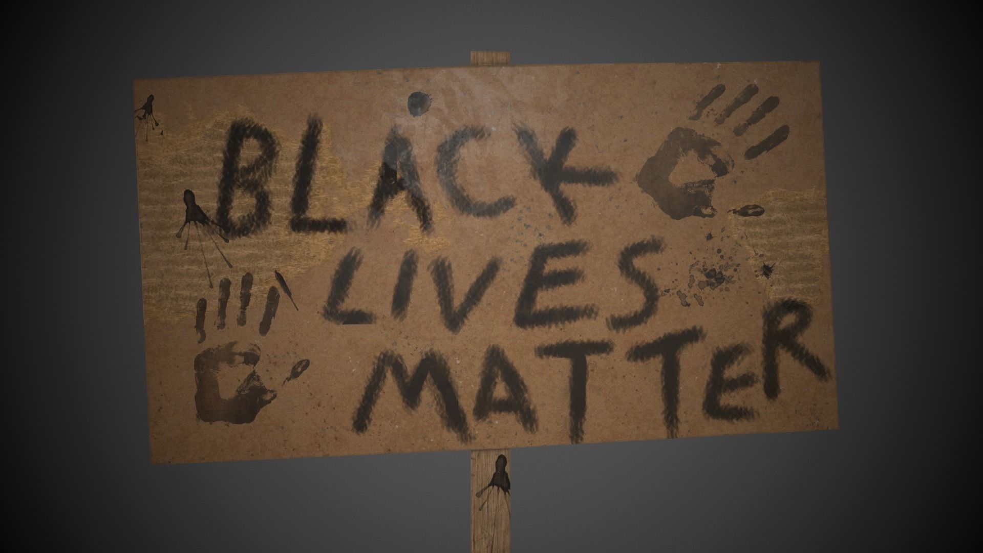 Black Lives Matter Banner Protest Low-poly 3D model_9