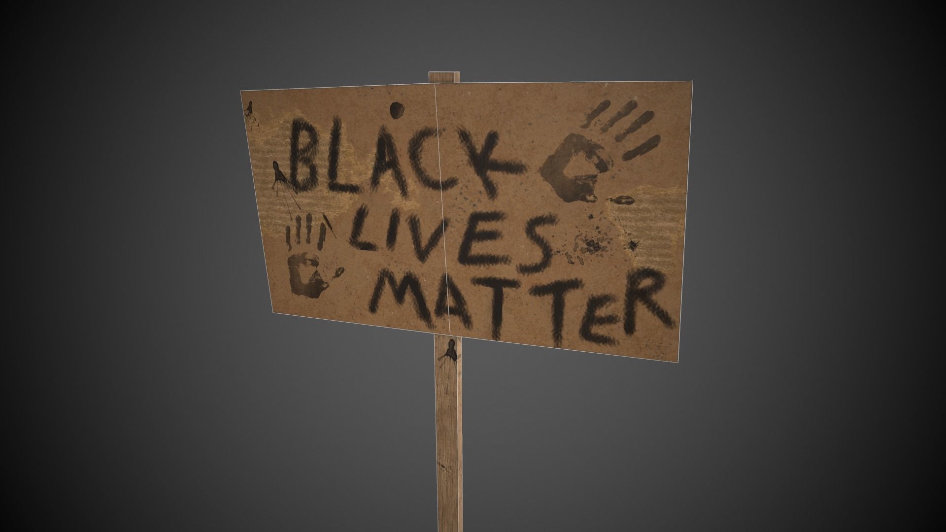 Black Lives Matter Banner Protest Low-poly 3D model_11