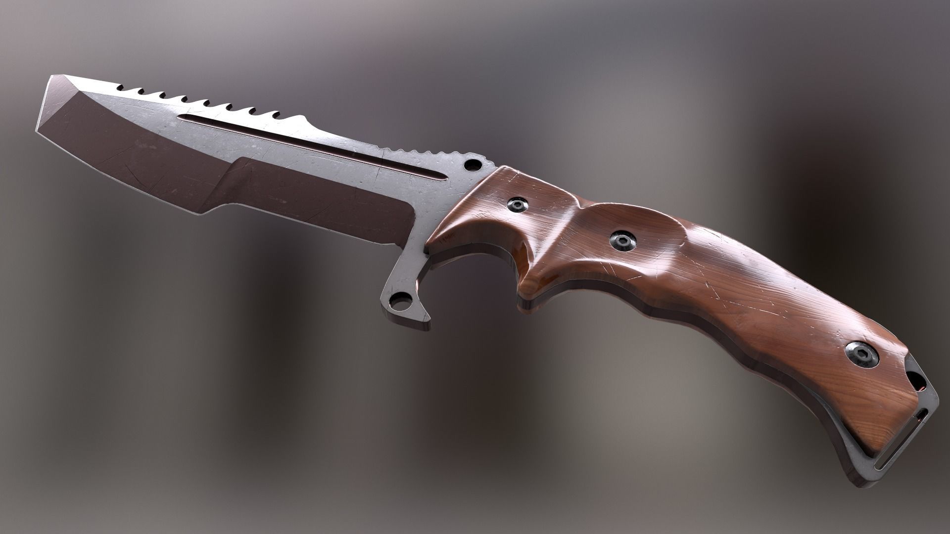 HuntsMan Knife PBR Low-poly 3D model_3