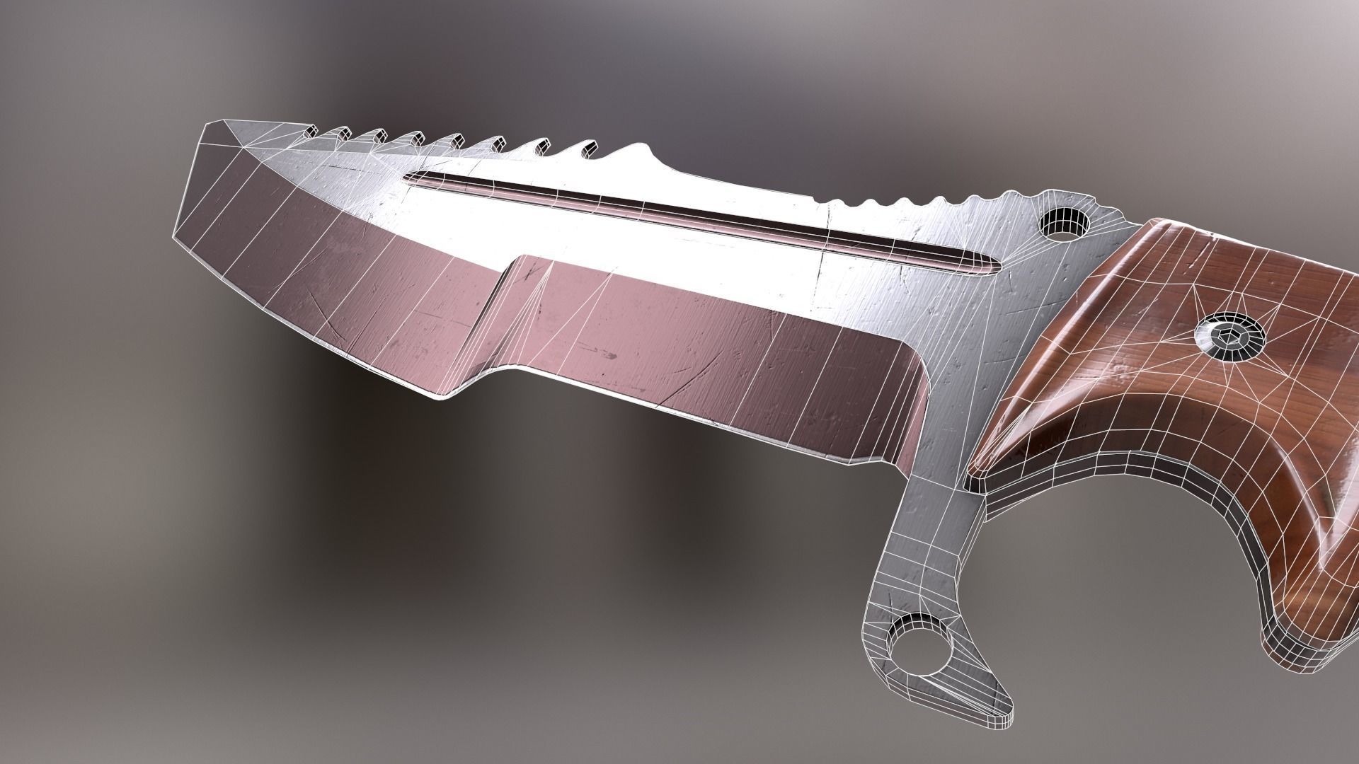 HuntsMan Knife PBR Low-poly 3D model_12