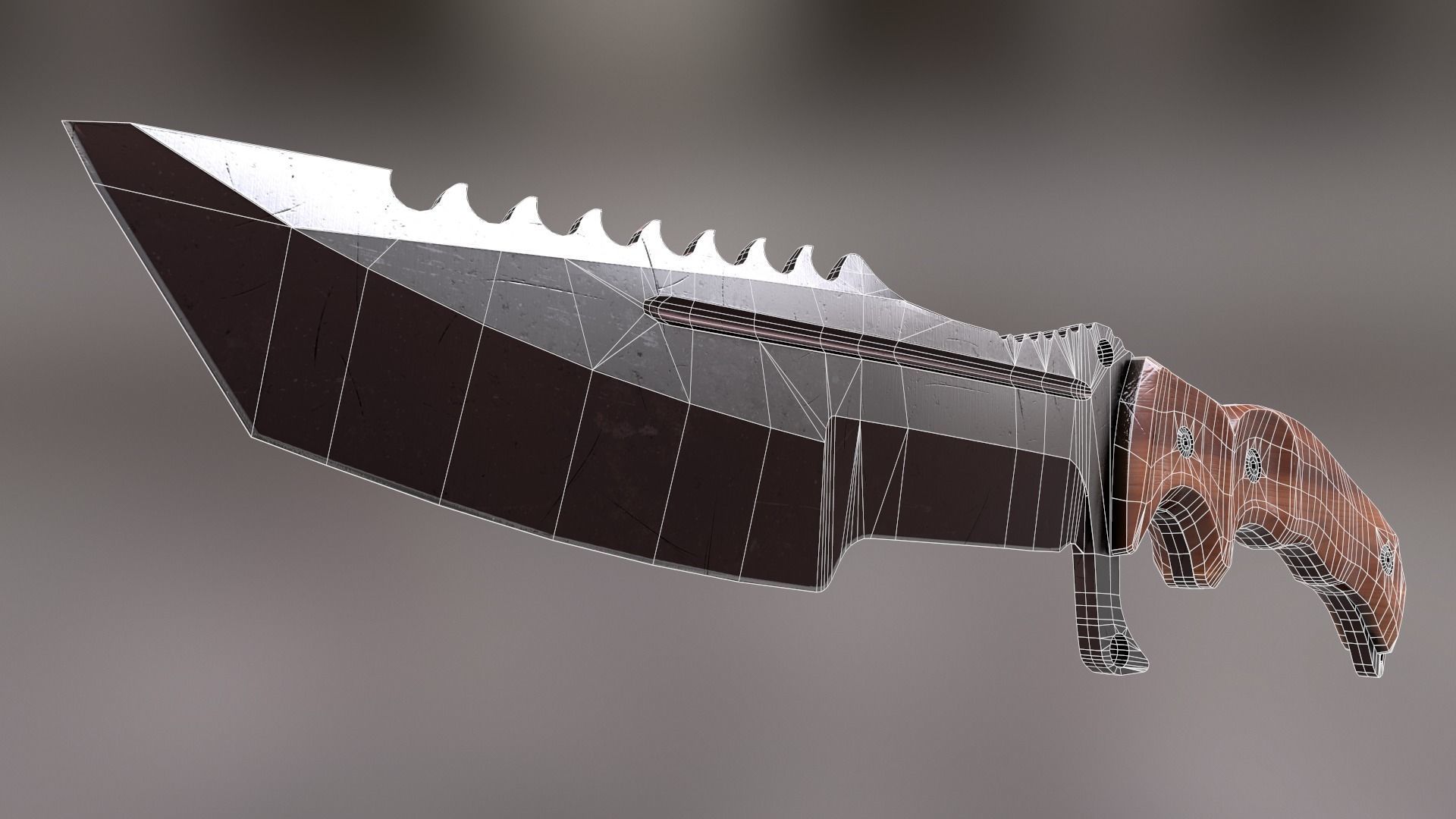 HuntsMan Knife PBR Low-poly 3D model_6