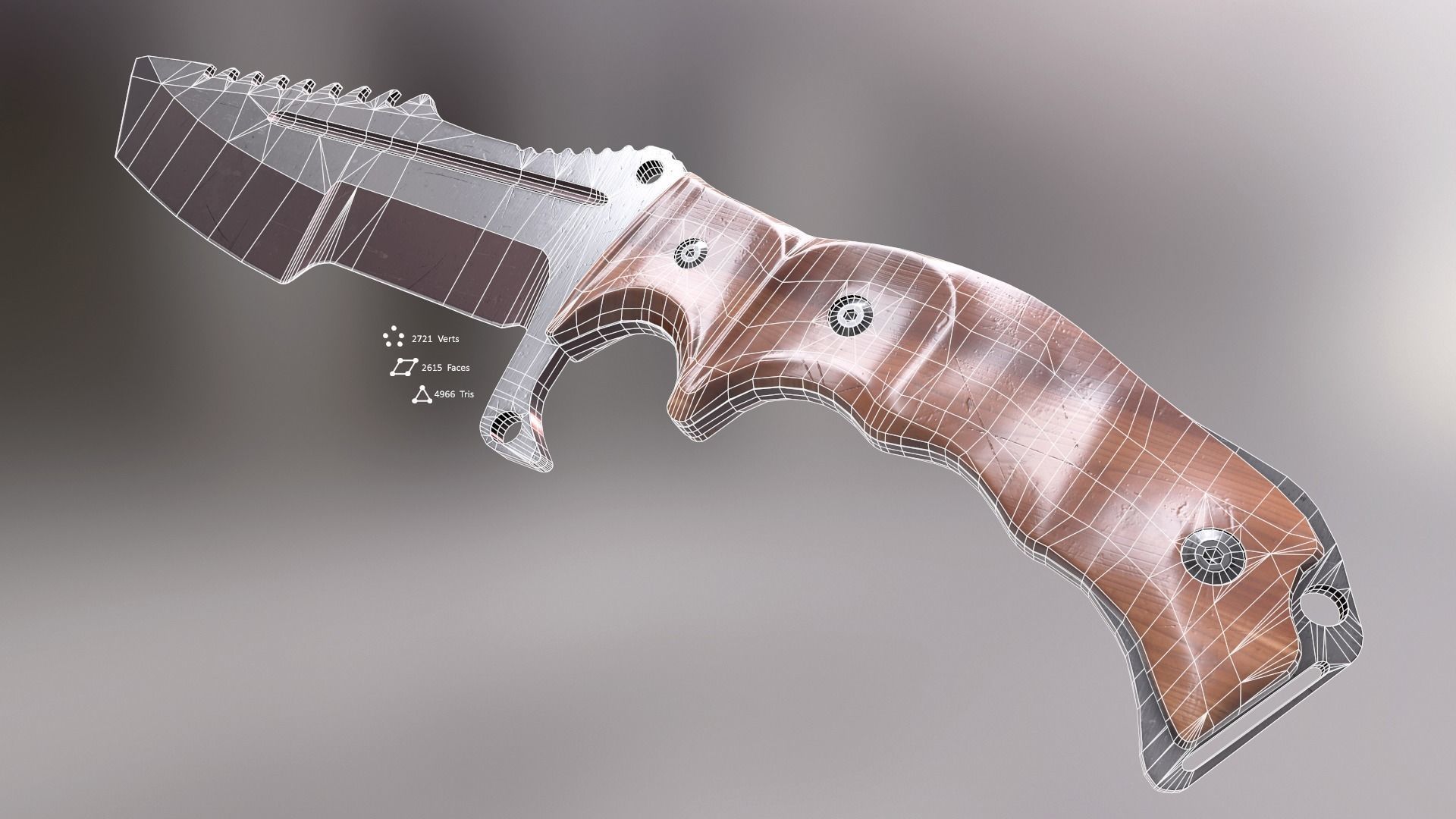 HuntsMan Knife PBR Low-poly 3D model_13