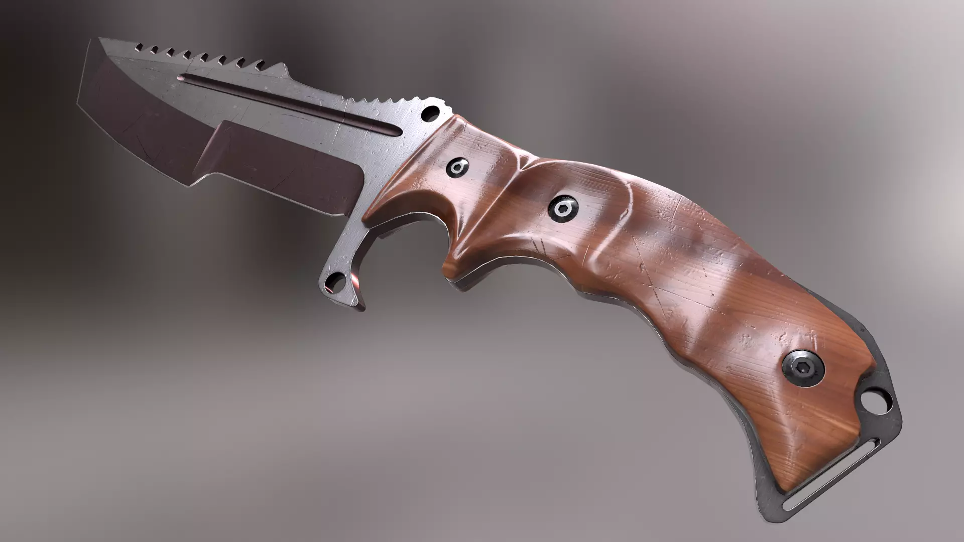 HuntsMan Knife PBR Low-poly 3D model_0