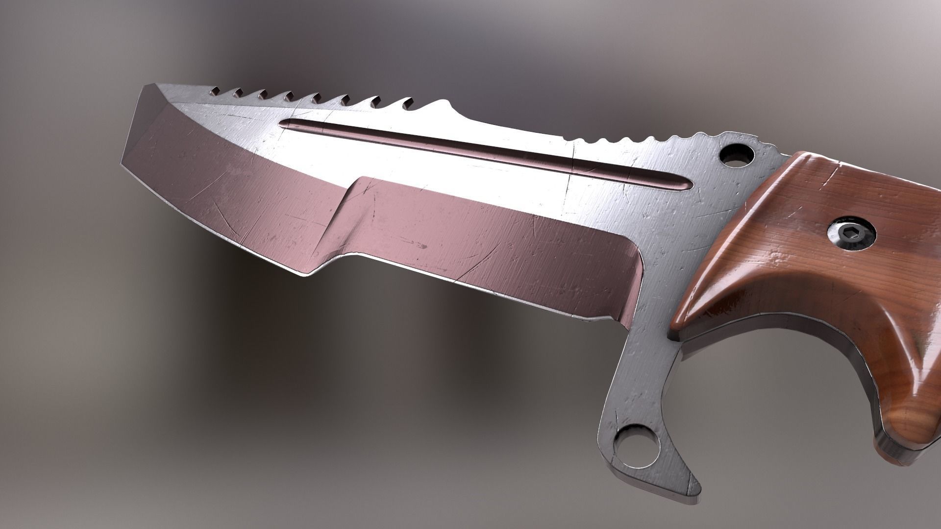 HuntsMan Knife PBR Low-poly 3D model_11