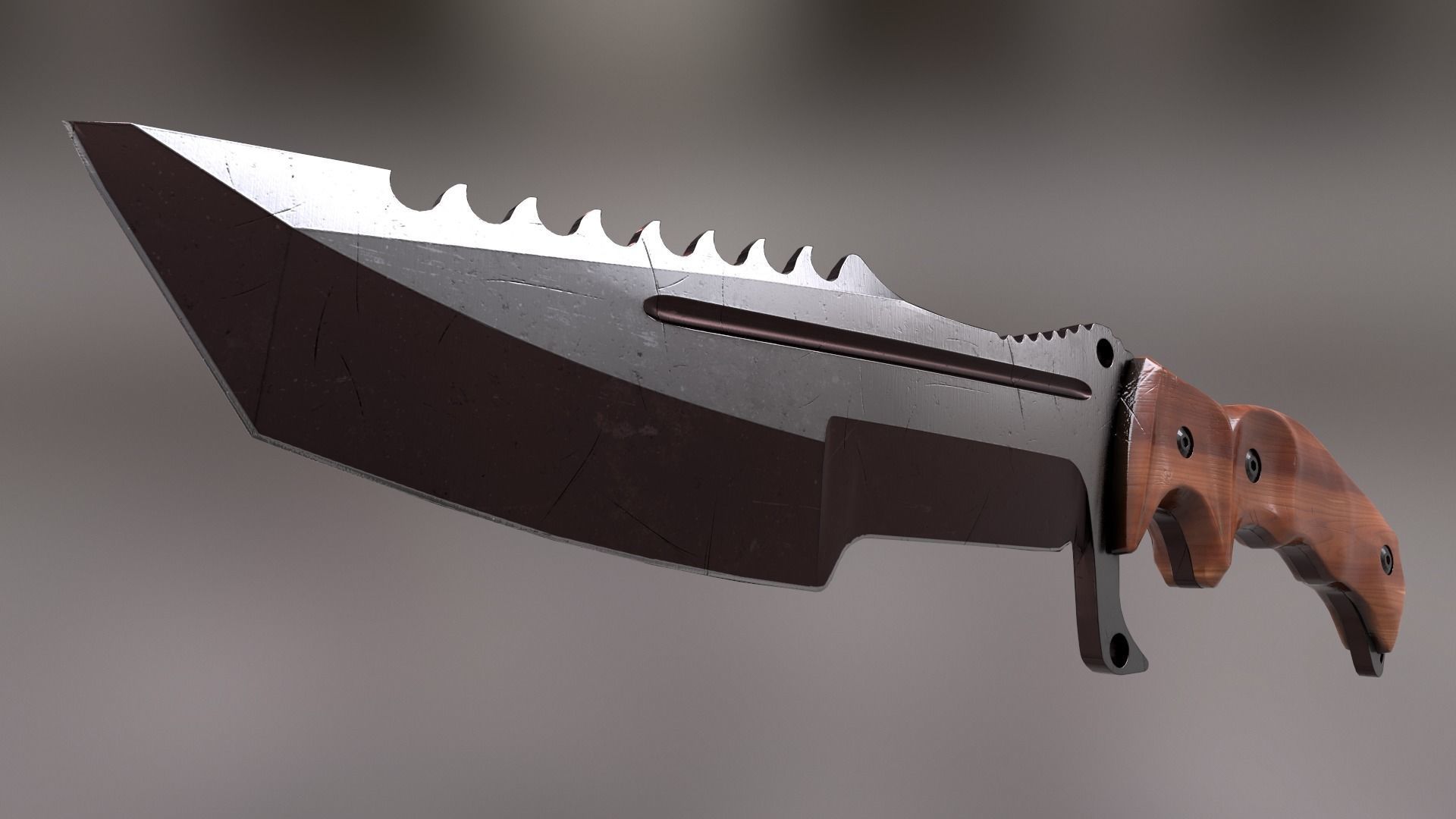 HuntsMan Knife PBR Low-poly 3D model_5