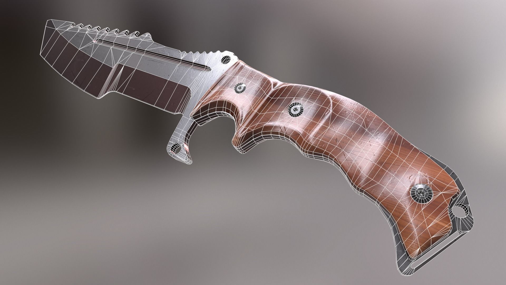 HuntsMan Knife PBR Low-poly 3D model_2