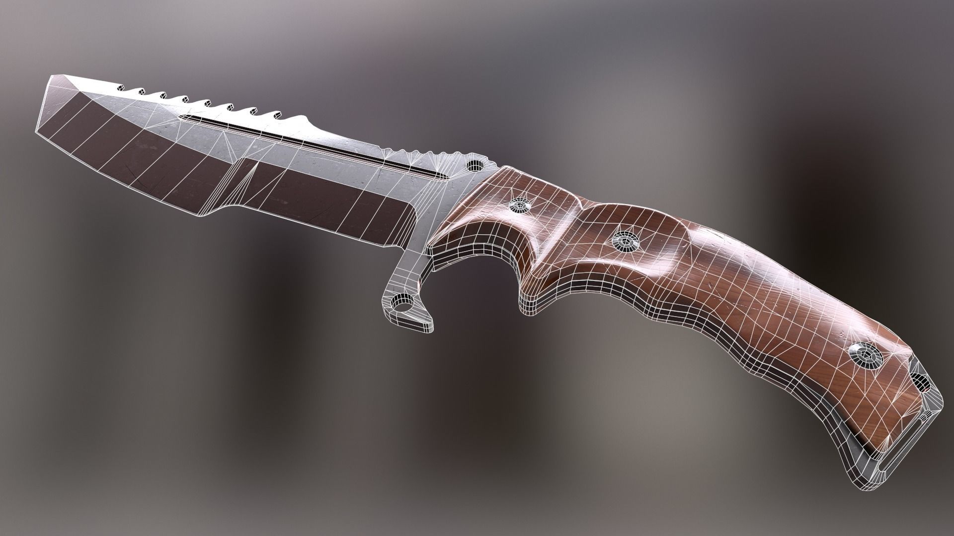 HuntsMan Knife PBR Low-poly 3D model_4