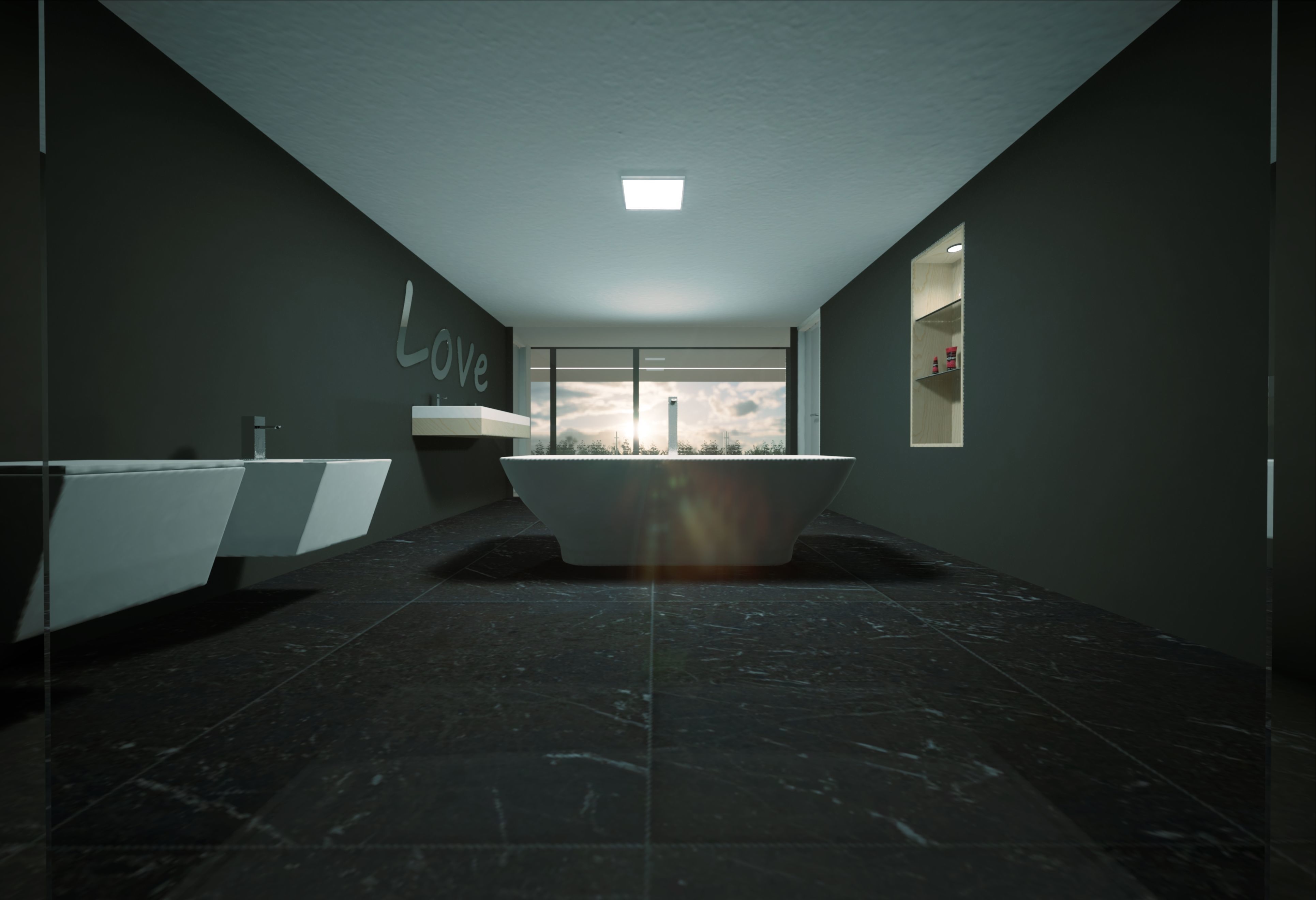 Modern Private House Low-poly 3D model_3