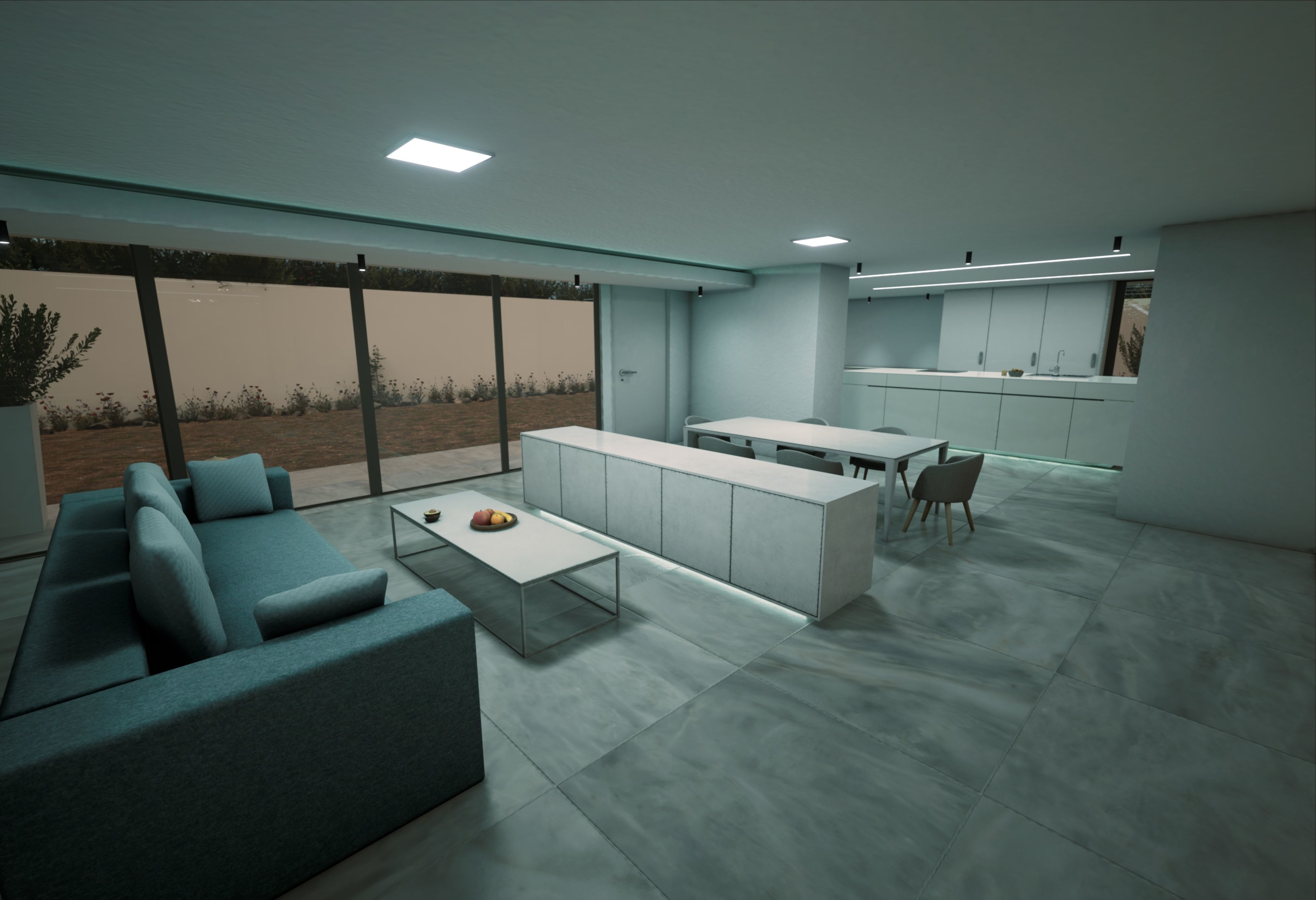 Modern Private House Low-poly 3D model_16