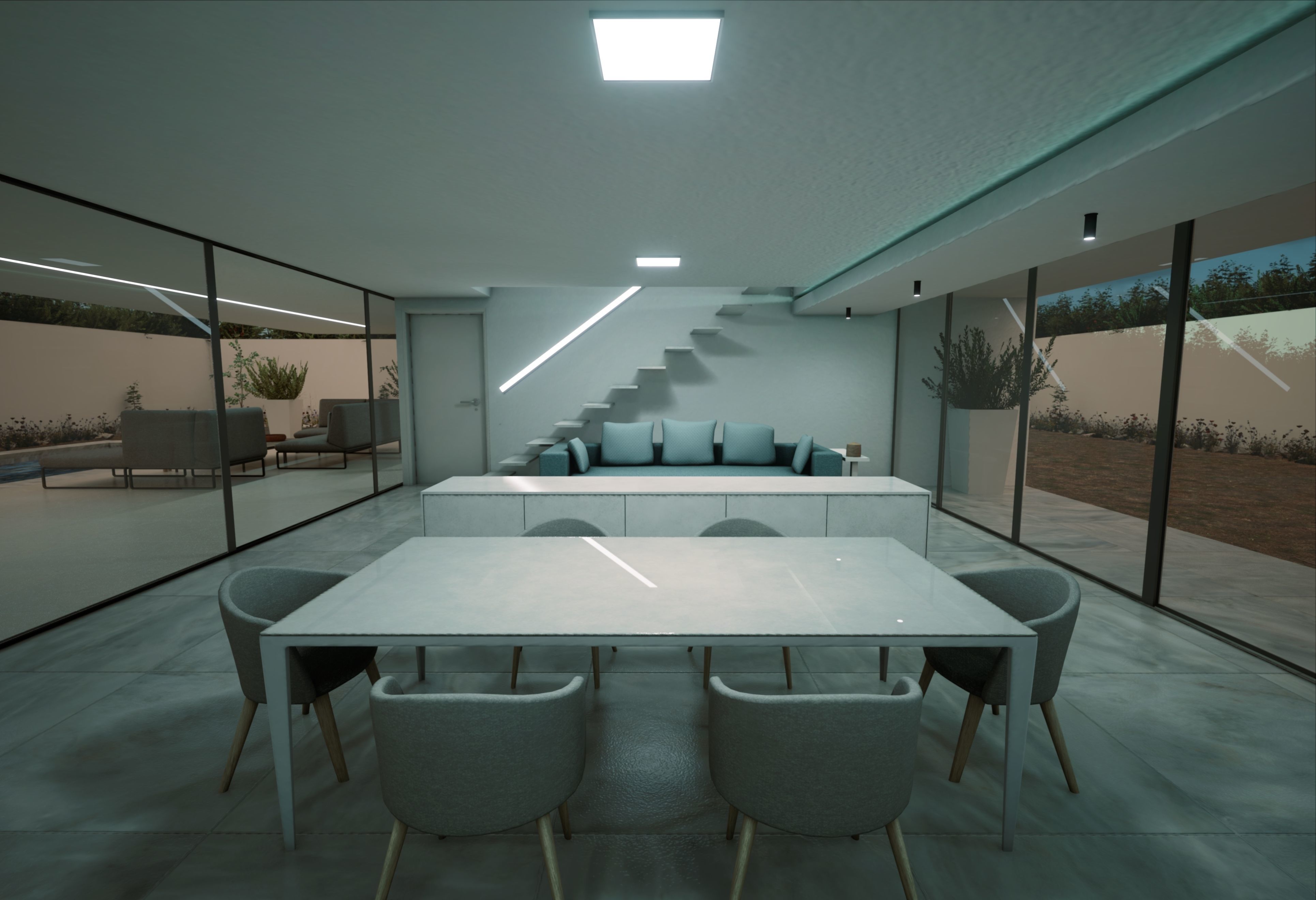 Modern Private House Low-poly 3D model_19