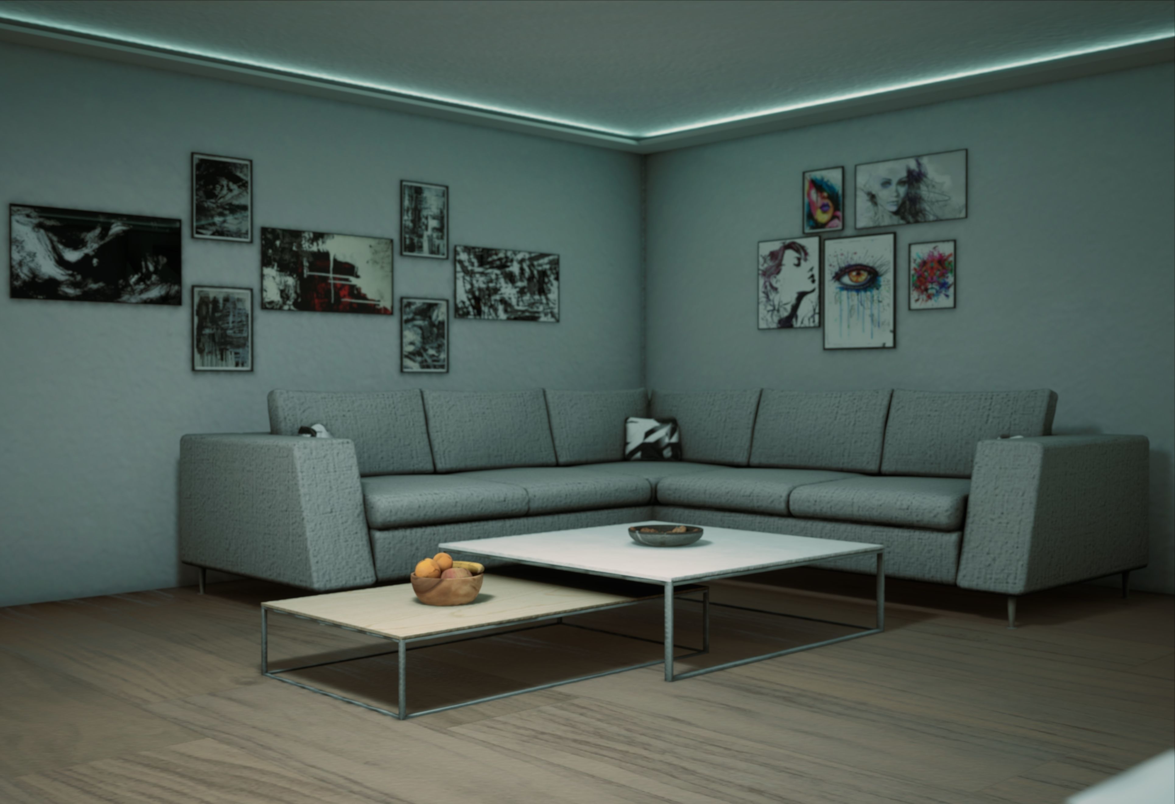 Modern Private House Low-poly 3D model_21