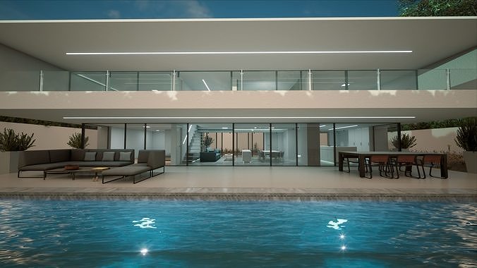 Modern Private House Low-poly 3D model