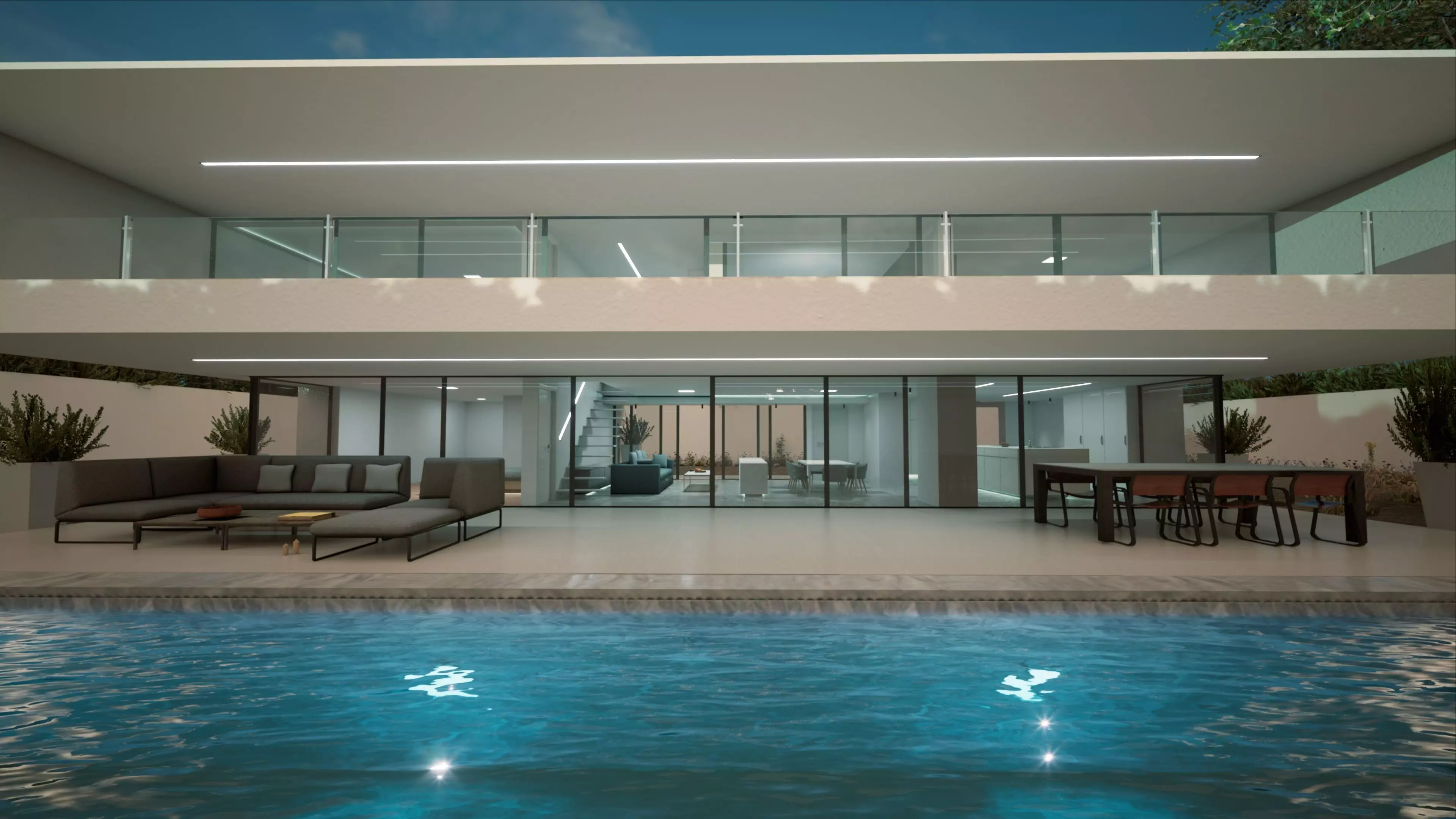 Modern Private House Low-poly 3D model_0