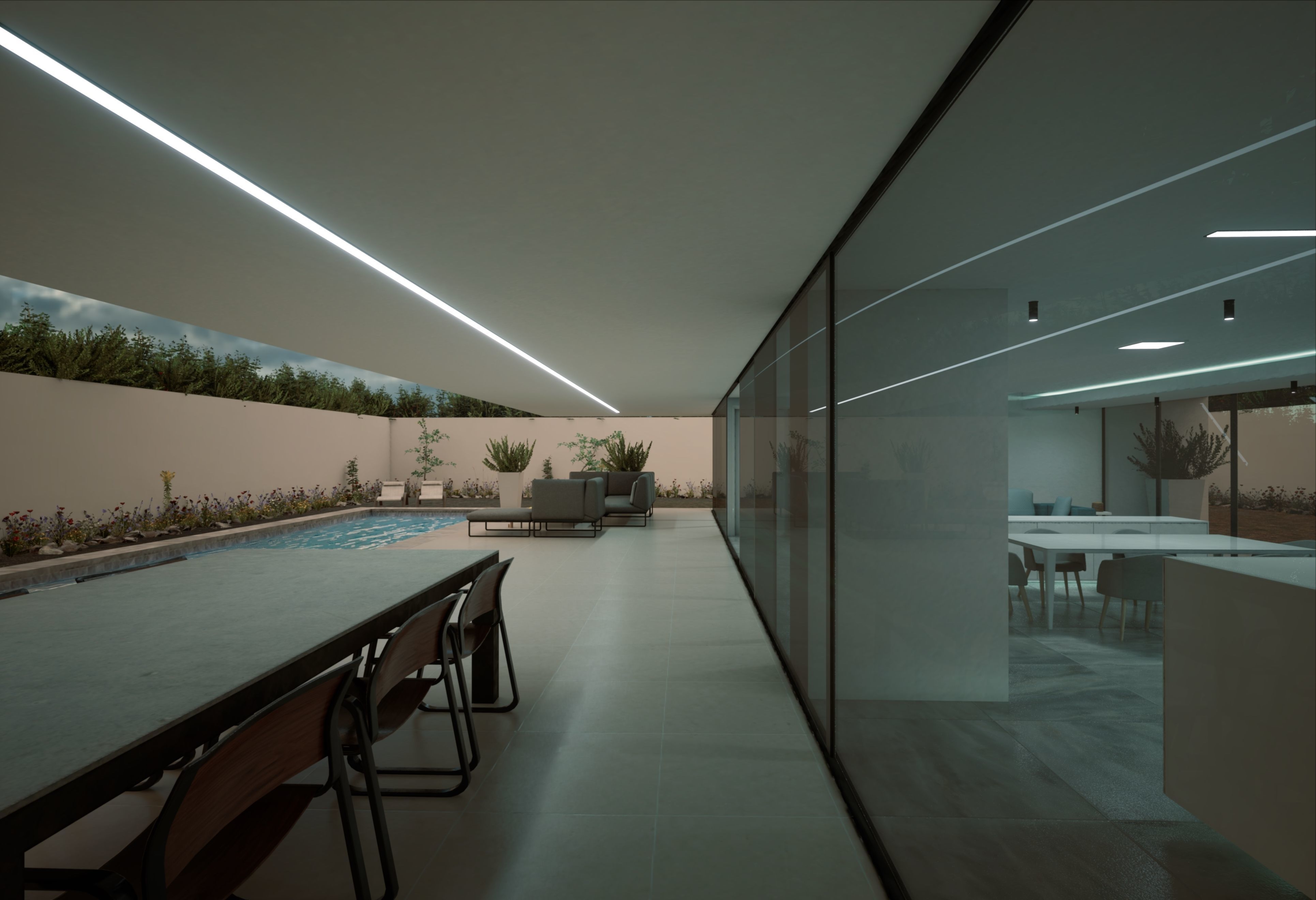 Modern Private House Low-poly 3D model_7