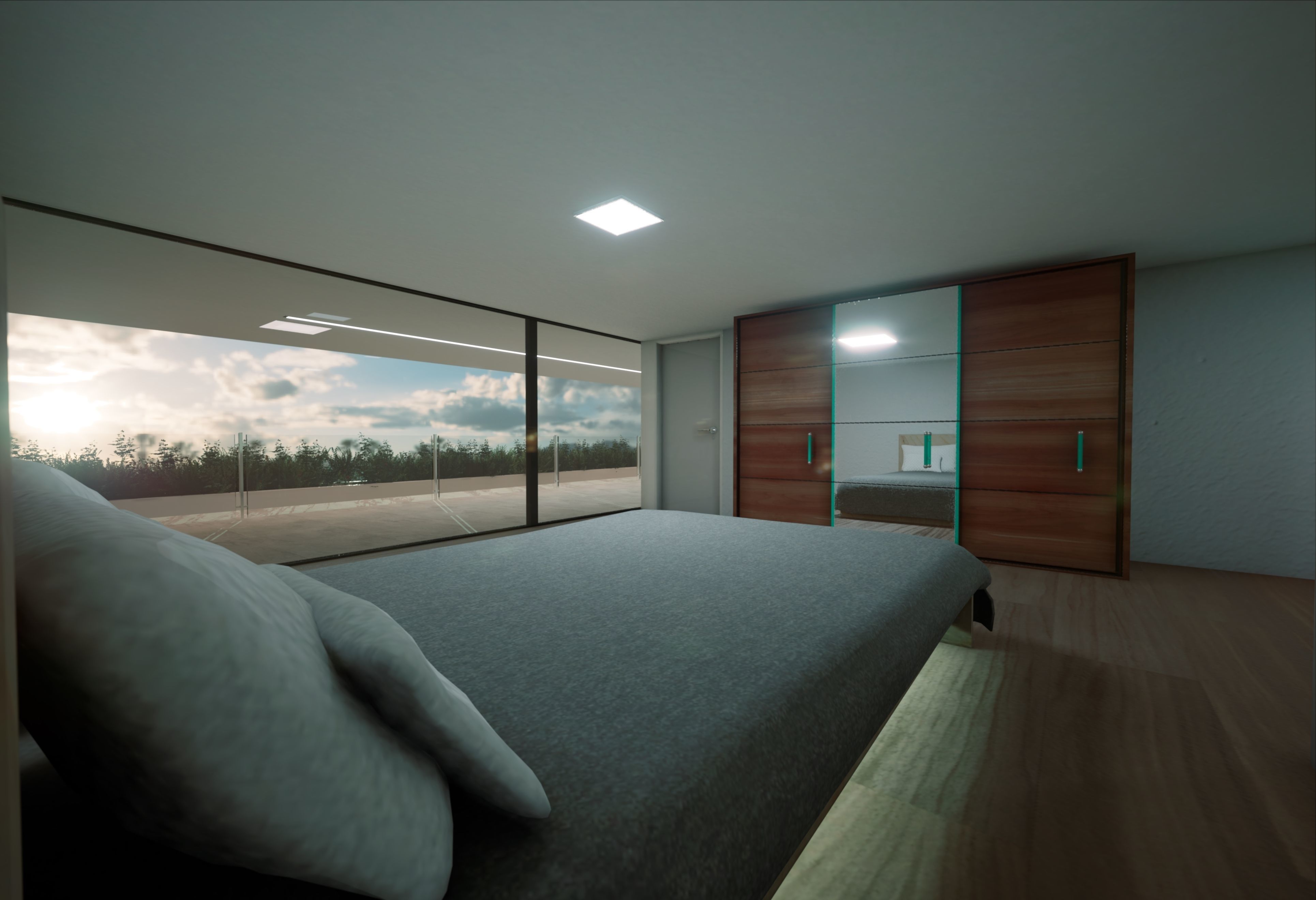 Modern Private House Low-poly 3D model_4