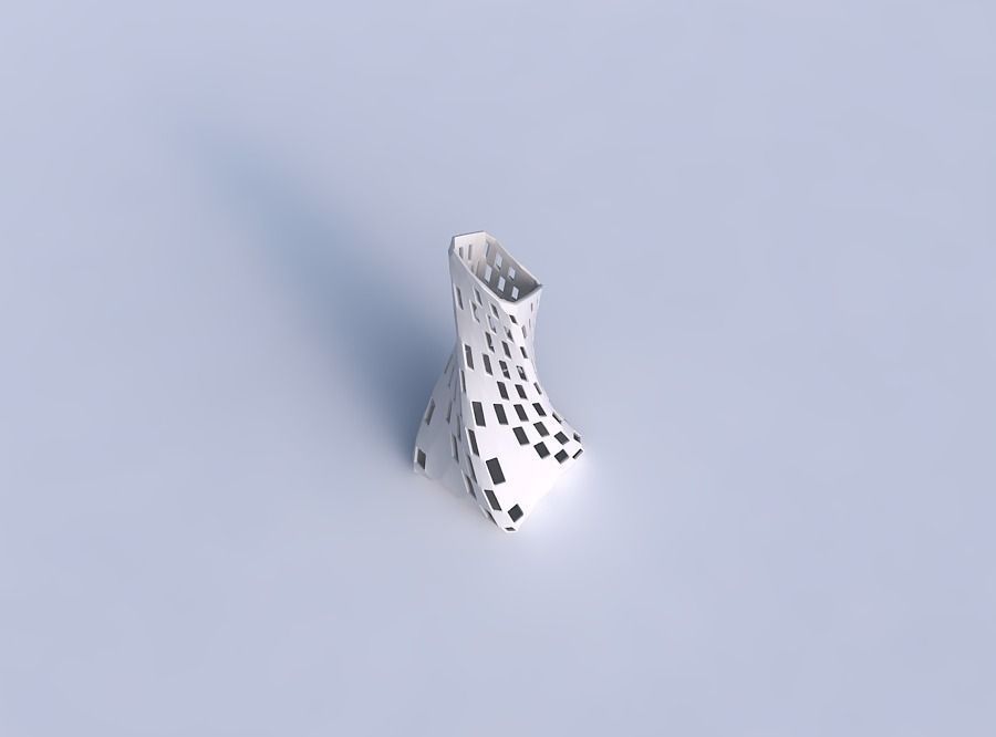 Vase twisted squeezed and bent quadratic 2 with checker grid ... 3D print model_1