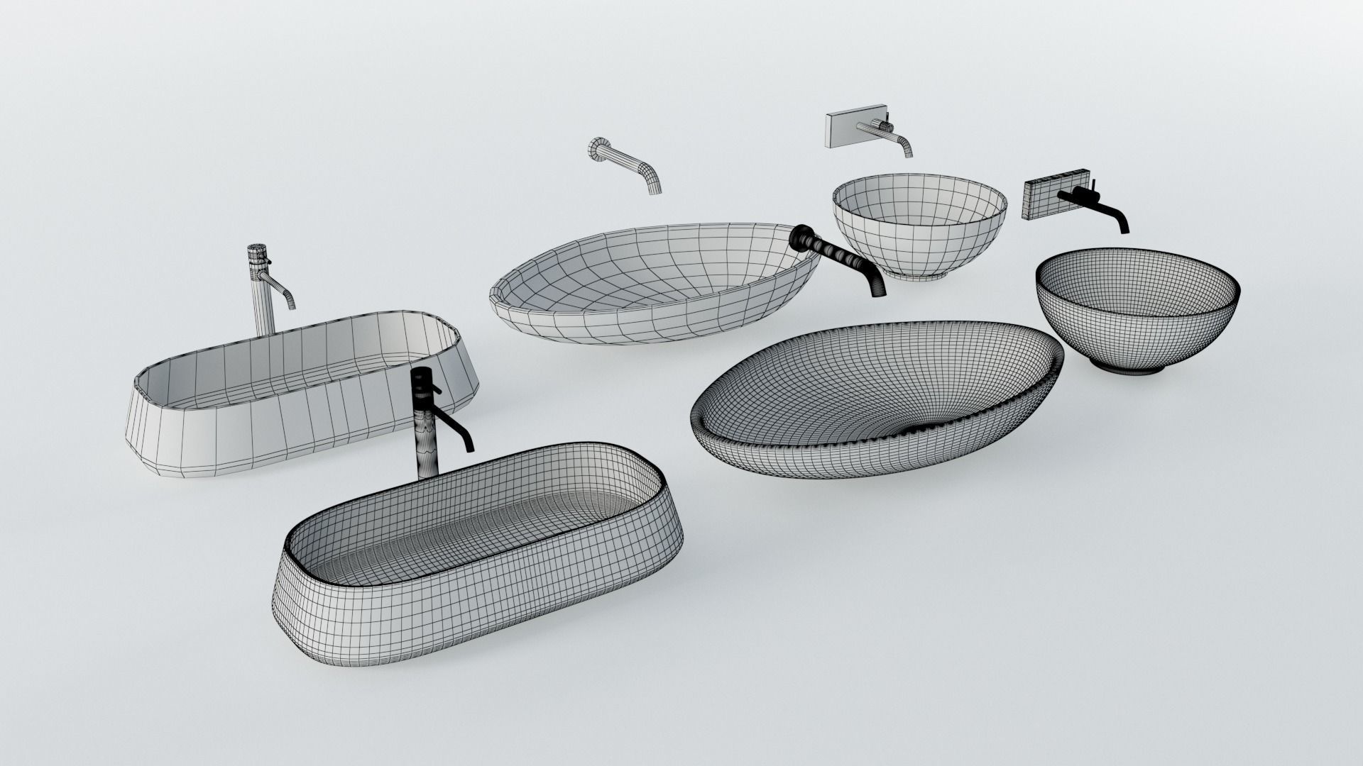 Wash Basins Low-poly 3D model_20