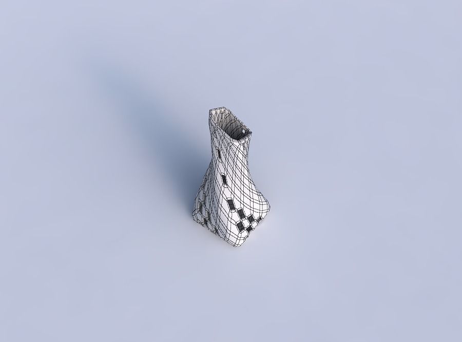 Vase twisted squeezed and bent quadratic 2 with checker grid ... 3D print model_6