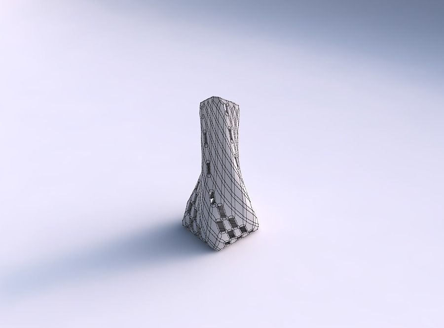 Vase twisted squeezed and bent quadratic 2 with checker grid ... 3D print model_5