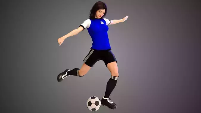 Asian Football Soccer Player Female 3D model