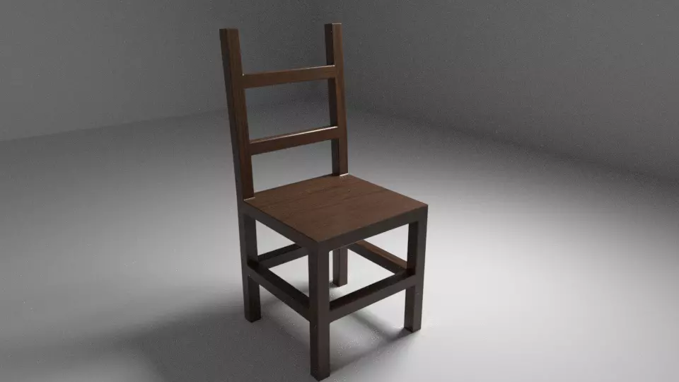 Simple Chair Low-poly 3D model_0