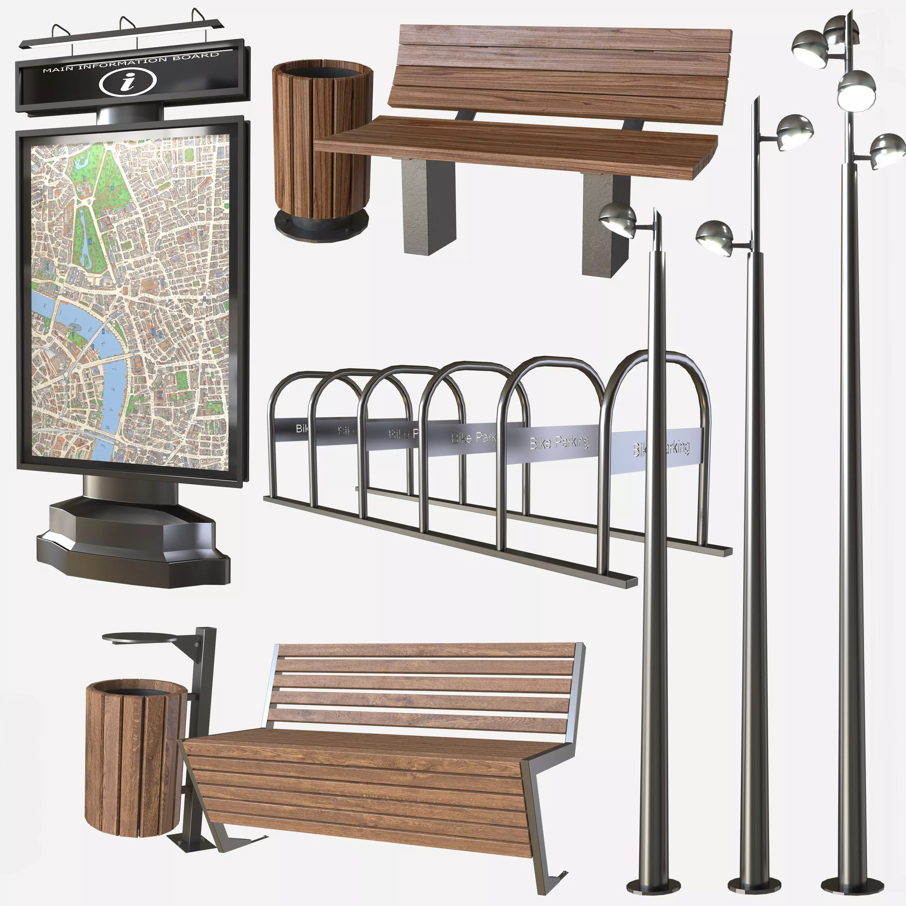 Exterior set billboard with map 3D model