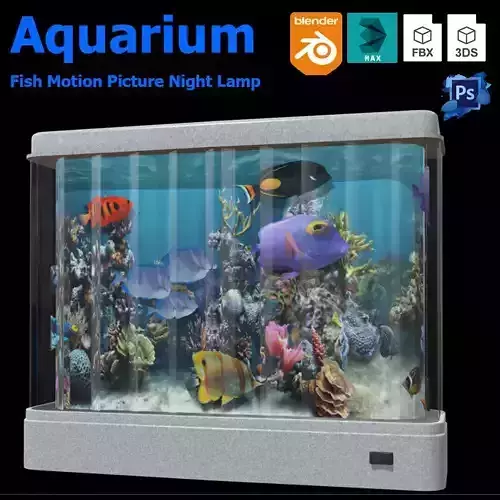 Fish Motion Picture Aquarium Night Lamp Low-poly 3D model