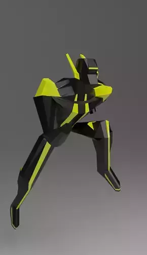 Low Poly Robot with Armature and Animations Low-poly 3D model