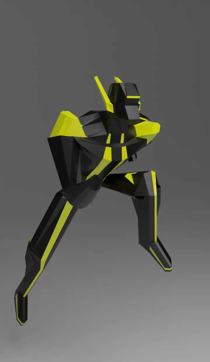 Low Poly Robot with Armature and Animations Low-poly 3D model